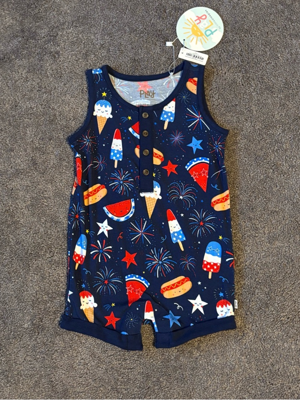 🎆Little Sleepies 4th of July Romper 12-18